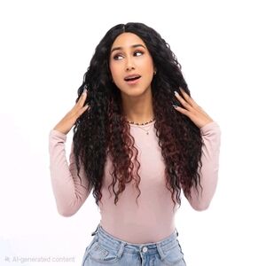 Stylish Black and Brown Curly Wig